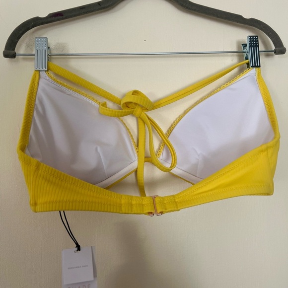 Shade & Shore Women Yellow Triangle Bikini Top Medium 34D Swimwear Removable Pad - Picture 9 of 14